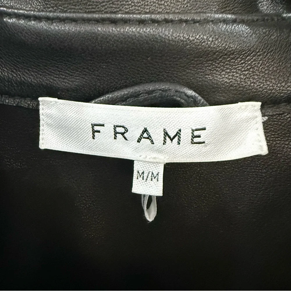 Frame Jumpsuit Belted Lamb Leather in Black